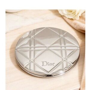 Dior Silver Compact with Geometric Design mirror